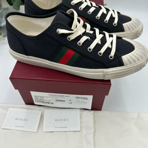 Men's Gucci, Julio web canvas sneakers size 10 made in Spain